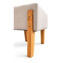 Puff Nobre 33x33cm em Suede com Pés de Madeira e Assento Acolchoado para Sala, Quarto e Closet - LANÇAMENTO - Cores - Bege - Visão 3