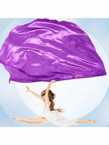 1pc Outdoor Worship Dance Flag With Extendable Rod, Church Praise Prophetic Flag, Solid Sunset Flag For Belly Dance Costume, Dance Prop With Sequin Sari Skirt For Halloween, Rave, Carnival, Stage, Festivals, Parties - Multicolor - View 10
