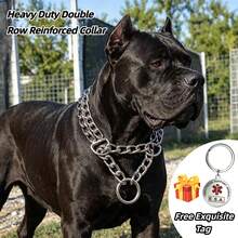 Heavy Duty Double Row Metal Dog Chain Collar, Chew-Resistant Pet Decorative Neck Chain, Sturdy Dog Leash Display Collar, Suitable For Cane Corso, Bully, Rottweiler, Mastiff, Large And Giant Dog Breeds - Silver - View 2