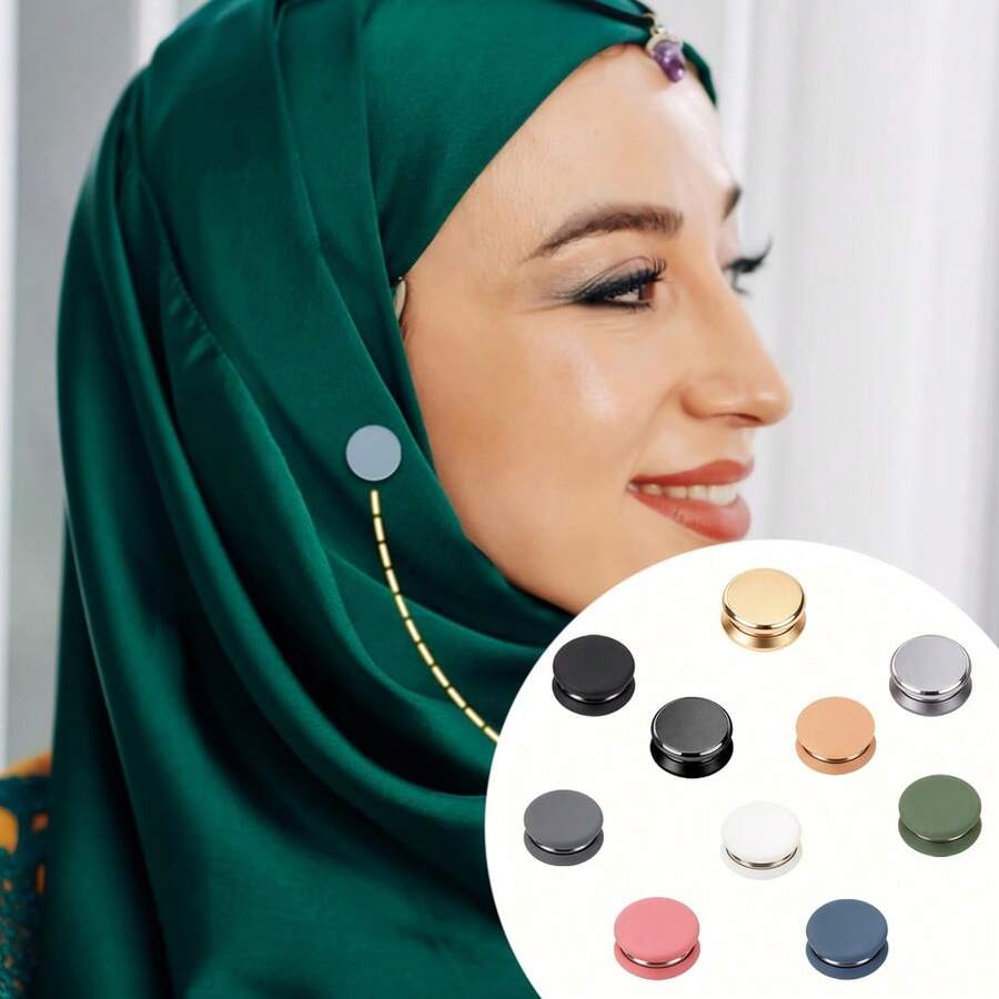 8pcs No-Sew Clothing Clips, Multi-Function Flat Round Garment And Scarf Clips - Adjustable Buttons Without Sewing, Suitable For Sweaters, Jackets, Dresses, Headscarves, Shirts - 10 Colors - Style a - View 1