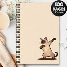 1pc A Stylish Cat-Themed Spiral Notebook - A Humorous Planner For Pet Enthusiasts, Featuring An Adorable Black Cat Cartoon Design, Perfect As A Birthday Present For Female Or Sisters, And A Great Back-To-School Gift For Note-Taking - One Book (50 Pages, 100 Pages) - View 5