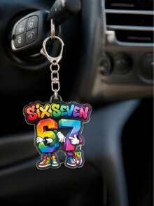 1pc Cute Colorful Acrylic Cartoon Decorative Keychain, Acrylic Key Chain Decoration, Gift For Friends And Besties, Bag Accessory, Suitable For Both Boys And Girls - A - View 6