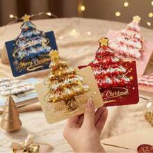 3D Christmas Tree Greeting Card, Merry Christmas Holiday Blessing Card With Envelope And Sticker, Premium Christmas Gift Card, Suitable For Holiday Celebrations And Seasonal Greetings, Christmas Stocking Filler, Christmas Gift, Christmas Card, Christmas Tree, 1/36pc - A - View 5