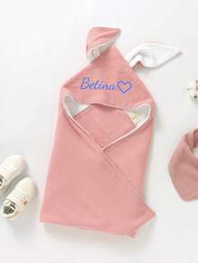 Handuk Mandi Bayi dengan Nama Kustom, Jubah Bayi Berkerudung Katun Murni Dua Lapis dari Kain Kasa, Kain Bedong Telinga Kelinci, Jubah Mandi Berkerudung untuk Bayi Laki-laki & Perempuan - MultiWarna - View 2