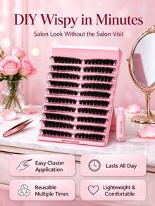 Lông mi giả chùm Wispy 10 hàng, nối mi sợi đơn DIY, lông mi giả xốp tái sử dụng tại nhà - D - Xem 6