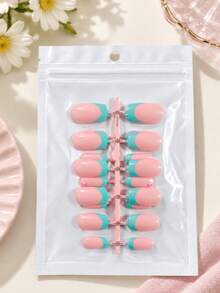 24 Peças Aleatórias de Unhas Postiças Quadradas Curtas Y2K com Pintura Francesa, Design 3D de Flor de Gel, Joaninha, Poá e Pérola, Unhas de Primavera, Unhas de Verão, Arte de Unhas, Conjunto de Unhas Falsas Acrílicas Fáceis de Usar, Adequado para Uso Diário e Festas de Meninas - Multicolorido - Visão 7