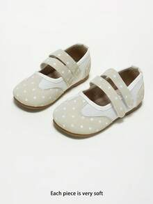 Girls' Printed Mesh Mary Jane Flats, Double Hook And Loop Breathable Soft Sole, 2026 - Beige - View 4
