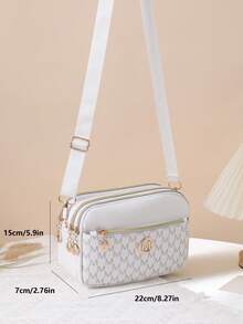 Women's Printed Multi-Layer Multi-Zipper Compartment Crossbody Bag, Phone, Wallet, Keys, Cosmetics Organized Storage, Adjustable Shoulder Strap, Crossbody Or Shoulder Carry - Multicolor - View 10