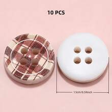 20/40/50 PCS, 1.2cm/1.25cm Round/Heart Grid Print 4-Hole Buttons, Suitable For Clothing Accessories, Dresses, Jackets, Shirts, Sweaters DIY, Dolls, Phone Cases Decoration - Checkered Print - View 36