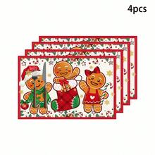 1/4/6件組薑餅人糖果棒聖誕餐墊，季節性餐桌墊，適用派對、廚房、用餐裝飾 - 彩色 - 查看 8