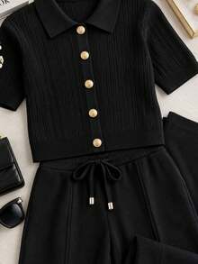 Women Sweater Co-Ords - Black - View 2
