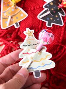24pcs/Set Christmas Tree Series Lollipop Cards, Candy Theme Cards, Fun Message Cards And Reward Cards - Perfect For Christmas Decor, Gift Wrapping Or Holiday Celebrations - View 5