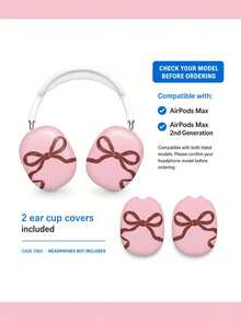 Wine Red Bow Pattern Headphone Case, PBT Hard Shell Glossy Surface Full-Body Protection, Anti-Scratch Anti-Drop Easy Install & Remove, Earphone Carry Case Headband & Ear Cups Case For Over-Ear Headphones, Gift For Music Lovers, Compatible With Over-Ear / Noise-Canceling Headphones - Pink - View 4