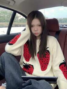 YCYC 韓式寬鬆慵懶軟針織女款秋季長袖毛衣 - 杏色 - 查看 5