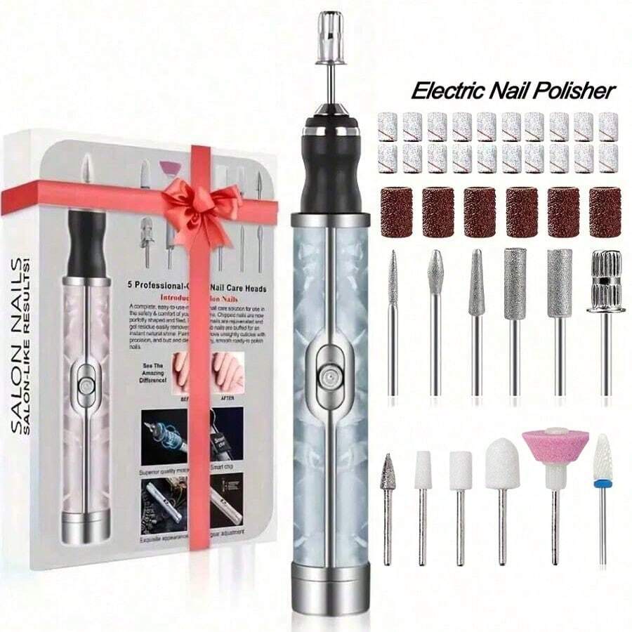 GANLAIX USB Rechargeable Electric Nail Drill Set, Electric Nail Polishing Machine, Dual Speed Forward And Reverse, Suitable For Thick Nails, Nail And Foot Polishing Tool, Unisex Christmas Gift