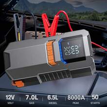 Car Jump Starter With Air Pump, Portable Car Battery Starter, 150PSI Auto Shut-Off Tire Inflator, 12V Ultra- Lithium Car Battery Jump Starter - Silver Black - View 6