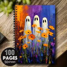 Hardcover Pumpkin Spiral Notebook - Cute Smiling, Cover With Bow And Autumn Leaves, College Ruled Diary For Office, Halloween, Christmas Teacher Gift, Durable Binding, Small Size - One Book (50 Pages, 100 Pages) - View 13