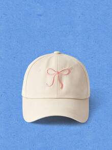 Popjeli 1pc Bow-Knot Baseball Cap, Casual Versatile Sun Visor Hat For Men & Women, Suitable For Spring/Summer, Y2K Solid Color - Pink - View 2