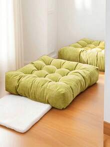 1pc Large 55CM Corduroy Chair Cushion Tatami Floor Mat Solid Color Square Thickened Quilted Seat Pad - Square Thick Seat Cushion - View 9