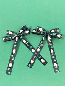 2pcs Festive Atmosphere Double Layer Bow Hair Clips, Theme Party Gathering Photography Dating Outing Outfit Styling Head Accessory - Multicolor - View 9