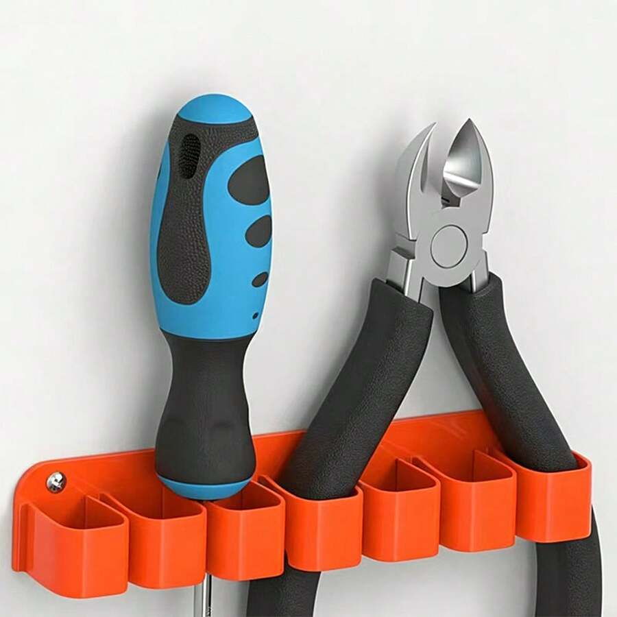 1pc Wall Mounted Tool Organizer Holder, Plastic Tool Storage Rack, Drill Mounted Multi-Slot Hand Hardware Tool Storage Bracket For Screwdrivers, Pliers, Wrenches, Workshop, Garage, Tool Room Storage, Home Improvement Tool Organizer - A - View 1