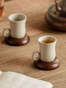 1 Set Vintage Ceramic Tea Cup & Coffee Cup Espresso Cup And Saucer Set, Turkish Tea Cup, Tea Tasting Cup, Suitable For Afternoon Tea, Coffee Corner, Hotel, Restaurant, Home Use Tea Cup, Cup, One Cup Of Coffee - Multicolor - View 2