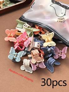 10/20/30/50/100pcs Morandi Color Small Butterfly Hair Clips, Women's Side Clips, Bangs Clips (Random Colors), Braiding Clips - Multicolor - View 10