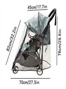 Baby Stroller Rain Cover, Universal Stroller Accessory - Waterproof Windproof Travel Weather Protection Cover, Thick Durable, Dustproof Snowproof, Breathable Mesh Fabric Transparent Window - Side Net (general Type) - View 7