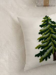 1pc Christmas Tree Embroidered Pillow Case, Suitable For Indoor Decoration, Christmas Decoration, All-Season Pillow Cover, Without Insert - Multicolor - View 9