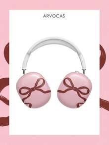 Wine Red Bow Pattern Headphone Case, PBT Hard Shell Glossy Surface Full-Body Protection, Anti-Scratch Anti-Drop Easy Install & Remove, Earphone Carry Case Headband & Ear Cups Case For Over-Ear Headphones, Gift For Music Lovers, Compatible With Over-Ear / Noise-Canceling Headphones - Pink - View 2