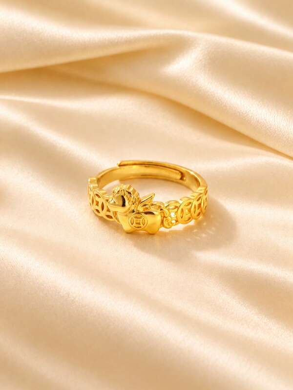 Neuer Vintage High-End mattgoldener Ring für Frauen, Nischen-Design exquisiter Cut Out Glücks-Apfel-Zeigefingerring, eleganter vielseitiger Influencer-Stil Handschmuck