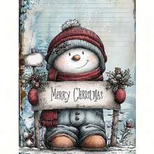1PC DIY 5D Diamond Painting Kit Cute Snowman Pattern - Round Full Diamond Art Mosaic Craft, Home Wall Decor, Unframed - No Frame - View 1