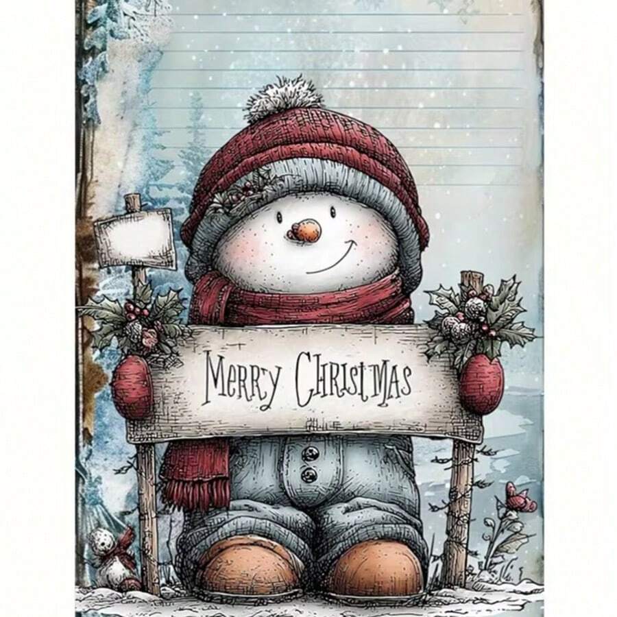 1PC DIY 5D Diamond Painting Kit Cute Snowman Pattern - Round Full Diamond Art Mosaic Craft, Home Wall Decor, Unframed - No Frame - View 1