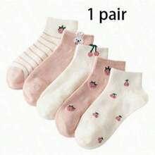 1/5/10 Pairs Women's Cute Strawberry & Rabbit Socks, Simple Breathable Low-Cut Short Socks, Fashion Casual Outdoor - Multicolor - View 10