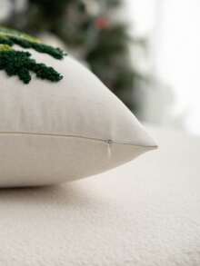 1pc Christmas Tree Embroidered Pillow Case, Suitable For Indoor Decoration, Christmas Decoration, All-Season Pillow Cover, Without Insert - Multicolor - View 10