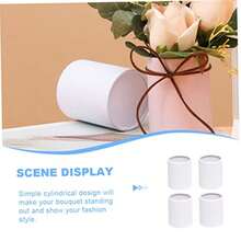 4/10 Pcs White Round Floral Box, Fresh Flower Packaging Small Box, Valentine's Day Fresh Flower Packaging Small Bucket, Handheld Flower Bucket Mini Hug Bucket - White - View 10