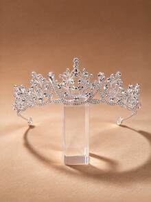 1pc Water Drop Rhinestone Crown Headband, Vintage Hollow Palace Royal Crown Headpiece, Bridal Wedding Birthday Party Women Accessory - Multicolor - View 6