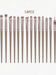 [Champagne Gold] 18-20-22-25-30pcs Makeup Brush Set, Premium Synthetic Fiber Eyeshadow Blending Brush Set, Makeup Tools - Coffee Brown - View 14