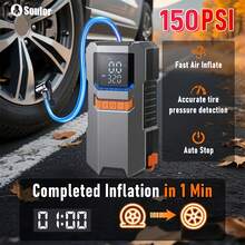 Car Jump Starter With Air Pump, Portable Car Battery Starter, 150PSI Auto Shut-Off Tire Inflator, 12V Ultra- Lithium Car Battery Jump Starter - Silver Black - View 7