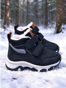 1 Pair Snow Boots, Wool Lined, Thick Fleece, Warm Winter Boots For Boys And Girls - Black - View 5