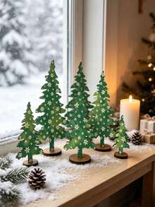 10/5/1pcWooden Christmas Tree Tabletop Decor, Christmas Table Decoration, Multiple Patterns Available, Small Christmas Tree Sign, Holiday Table Centerpiece, Suitable For Home Use, Indoor Christmas Decoration - A - View 5