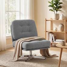 Sessel 360 °   Drehbarer Loungesessel mit Chenille-Optik Hellgrau - Hellgrau - Übersicht 9