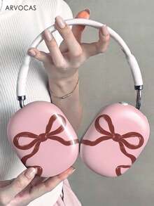 Wine Red Bow Pattern Headphone Case, PBT Hard Shell Glossy Surface Full-Body Protection, Anti-Scratch Anti-Drop Easy Install & Remove, Earphone Carry Case Headband & Ear Cups Case For Over-Ear Headphones, Gift For Music Lovers, Compatible With Over-Ear / Noise-Canceling Headphones - Pink - View 8
