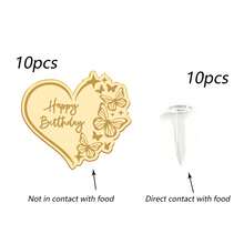 10pcs/5pcs Gold Mirror "Happy Birthday" Acrylic Cupcake Toppers, Round Cake Decorations For Birthday Party - Multicolor - View 15