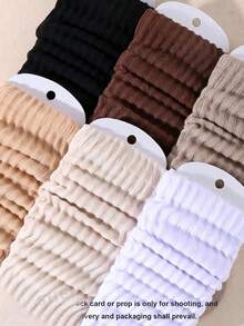 1/3/6 Pairs Women's Autumn/Winter Loose Knit Socks, Slouch Socks, Drawstring Socks, Mid-Calf Socks - Multicolor - View 3