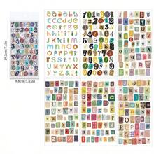 6pcs Vintage Letter & Number Stickers, Suitable For Scrapbooking, Diary Decoration, DIY Photo Album Crafts , Back To School Gifts - Multicolor - View 6