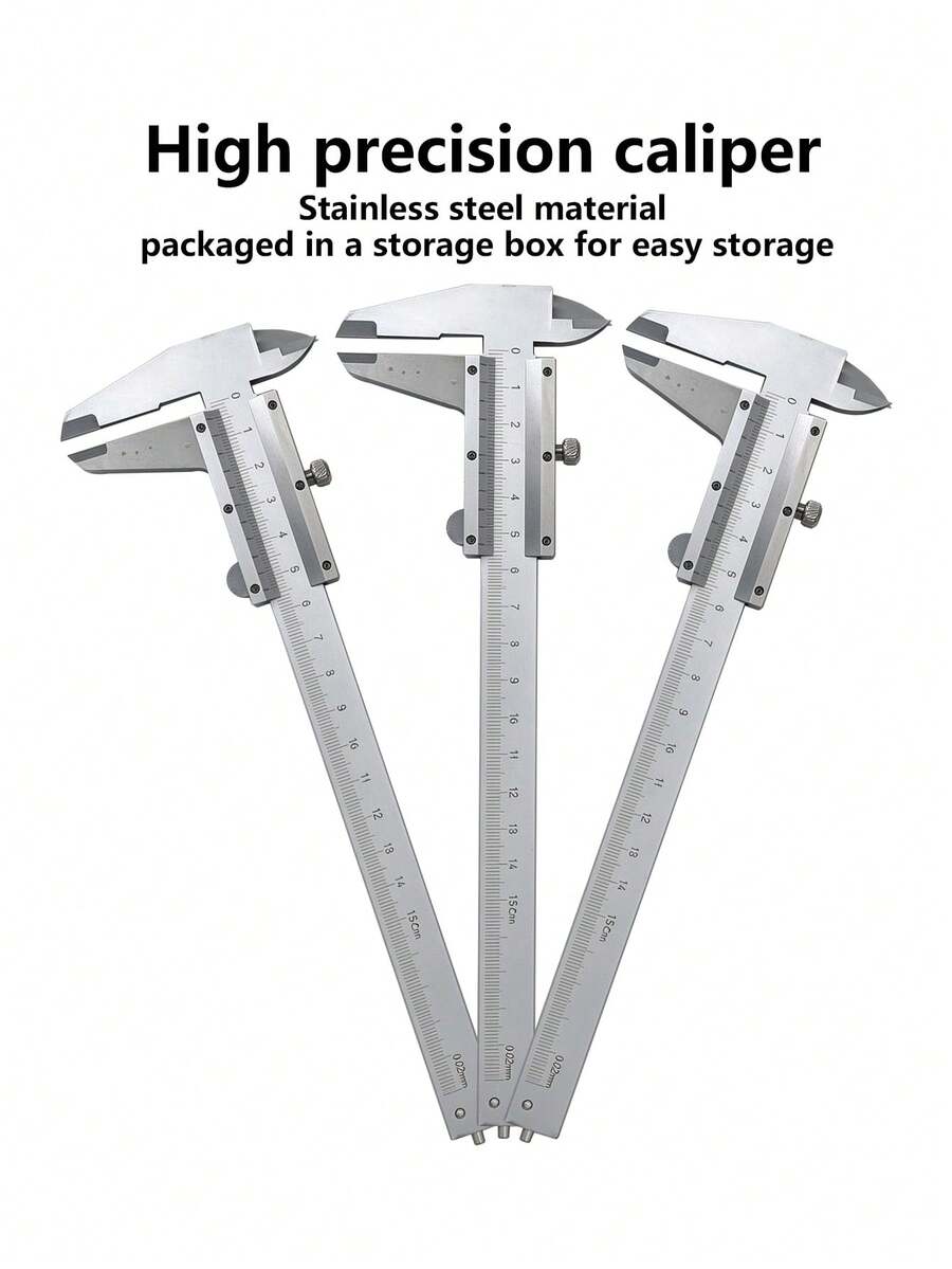 2 Sets 0-200mm Industrial Vernier Calipers, High Carbon Steel Material, High Precision Manual Measuring Calipers, Stainless Steel Metal Calipers, 0.02mm Resolution, Suitable For Internal/External/Depth/Step/Thickness Measurement, DIY Hardware Tools - Vernier Caliper - View 1