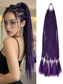 Ekstensi Rambut Ekor Kuda Kepang 16 Inci Siap Pakai, Aksesori Rambut Sintetis untuk Anak Perempuan dan Wanita, Ringan, Cocok untuk Penggunaan Sehari-hari, Festival, dan Pesta Rave yang Unik - MultiWarna - View 11