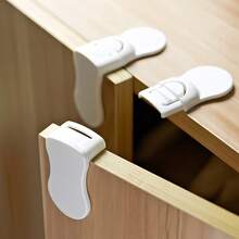 2/4/6/8/10pcs Baby Right Angle Drawer Lock Anti-Pinch Baby Cabinet Lock No Drill Snap Lock - White - View 1