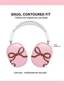Wine Red Bow Pattern Headphone Case, PBT Hard Shell Glossy Surface Full-Body Protection, Anti-Scratch Anti-Drop Easy Install & Remove, Earphone Carry Case Headband & Ear Cups Case For Over-Ear Headphones, Gift For Music Lovers, Compatible With Over-Ear / Noise-Canceling Headphones - Pink - View 5